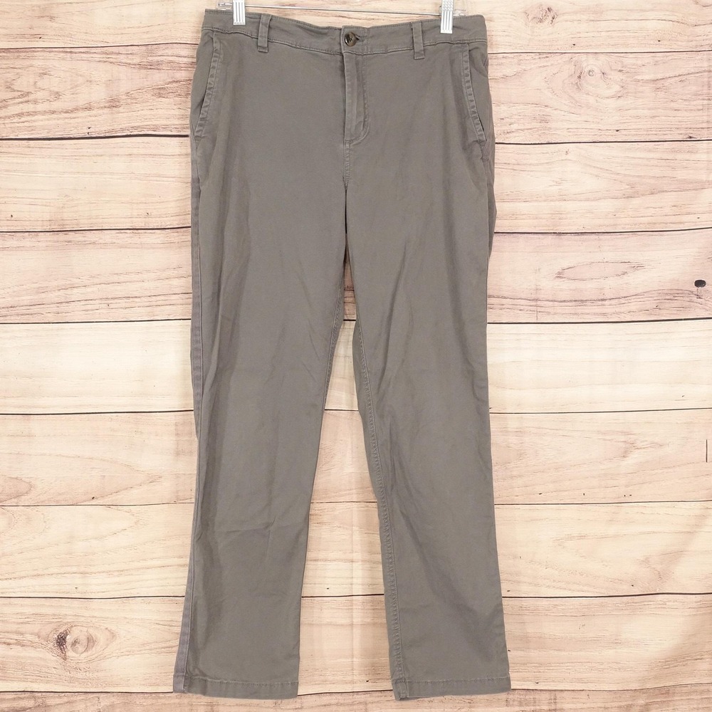 Gap Pants Womens 10 Gray Relaxed Girlfriend Chino Straight Leg Stretch 32x27